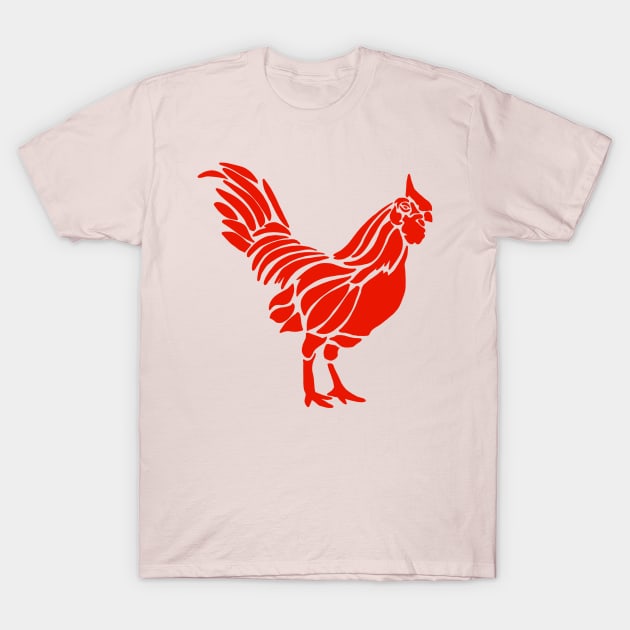 Rooster T-Shirt by nicholashugginsdesign